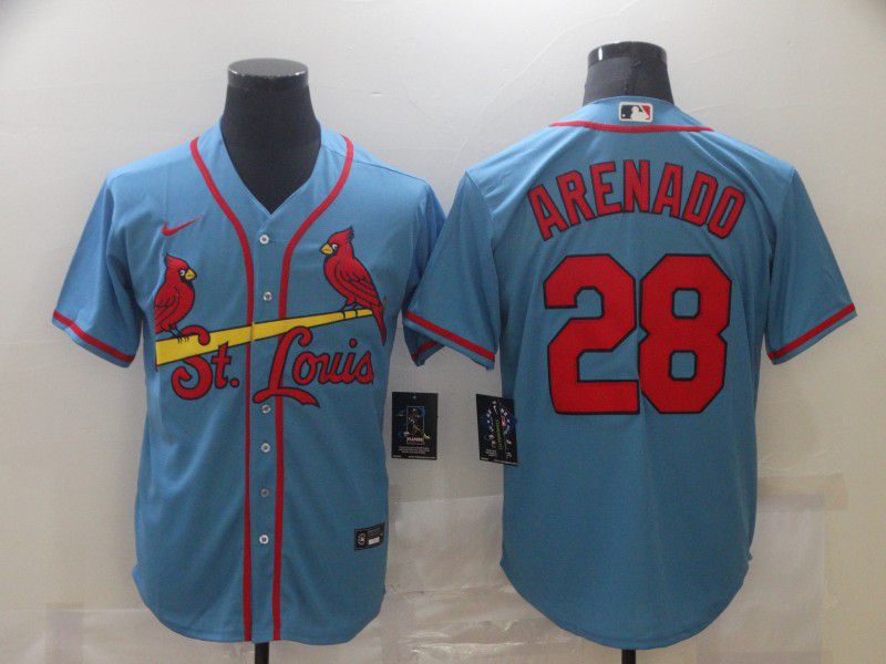 Men St.Louis Cardinals #28 Arenado Light blue Game Nike MLB Jerseys